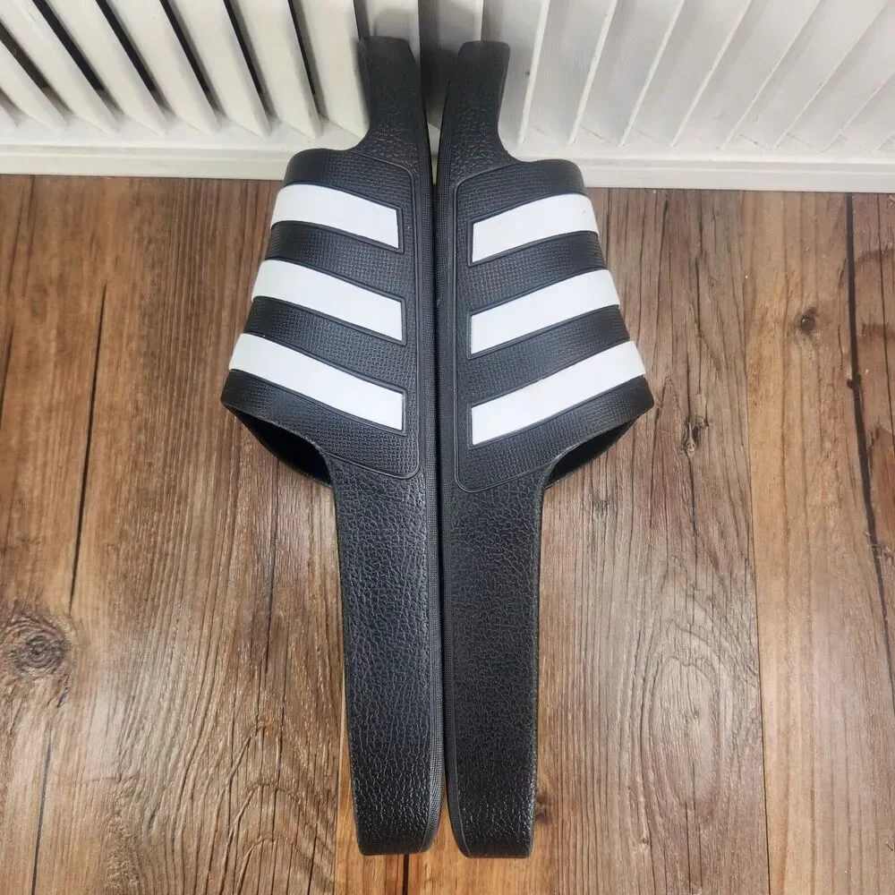 Adidas Adilette Aqua Slides Mens Sz 11 Black White Slip On Casual Sandals F35543
